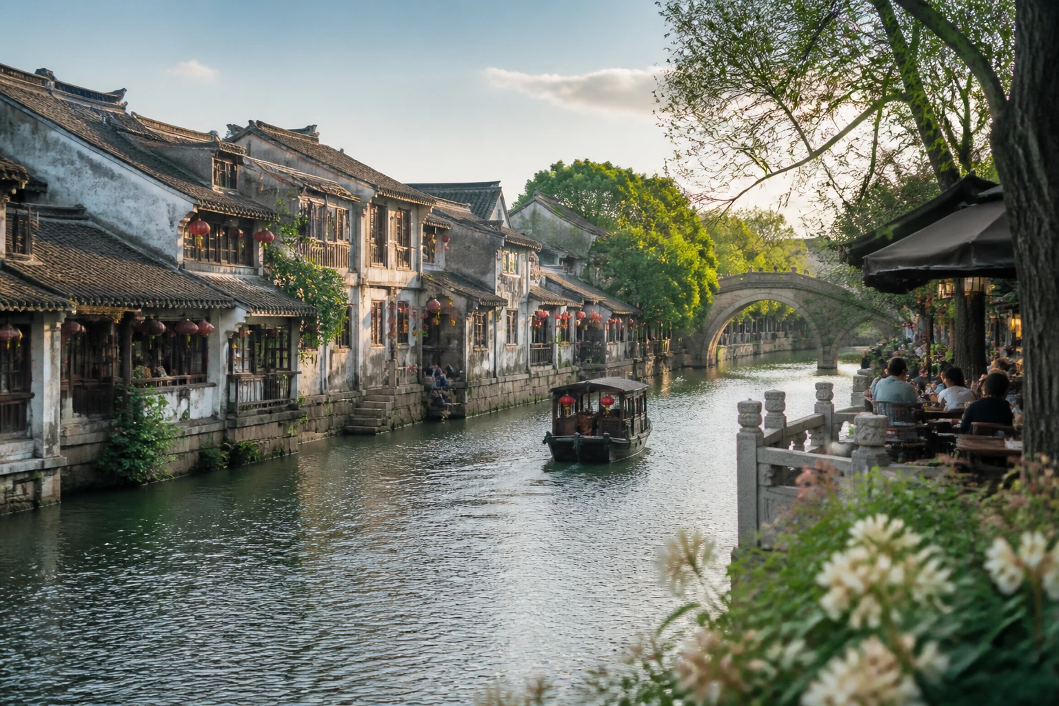 Representative city destination view: Suzhou, China; heritage-scale streetscape and regional architecture, not an exact landmark photograph.