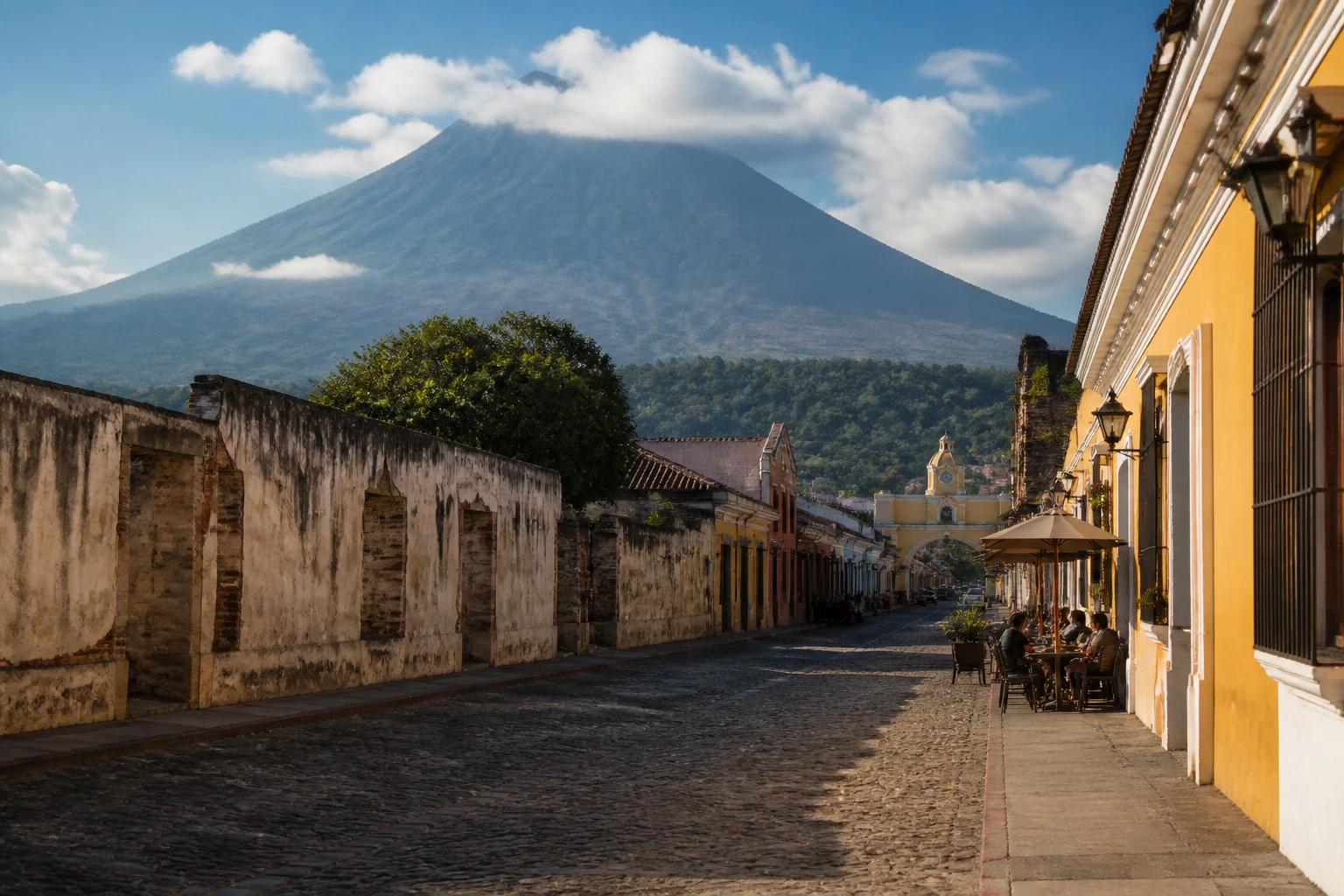 Representative historic city destination view: Antigua Guatemala; heritage-scale streetscape and regional architecture, not an exact landmark photograph.