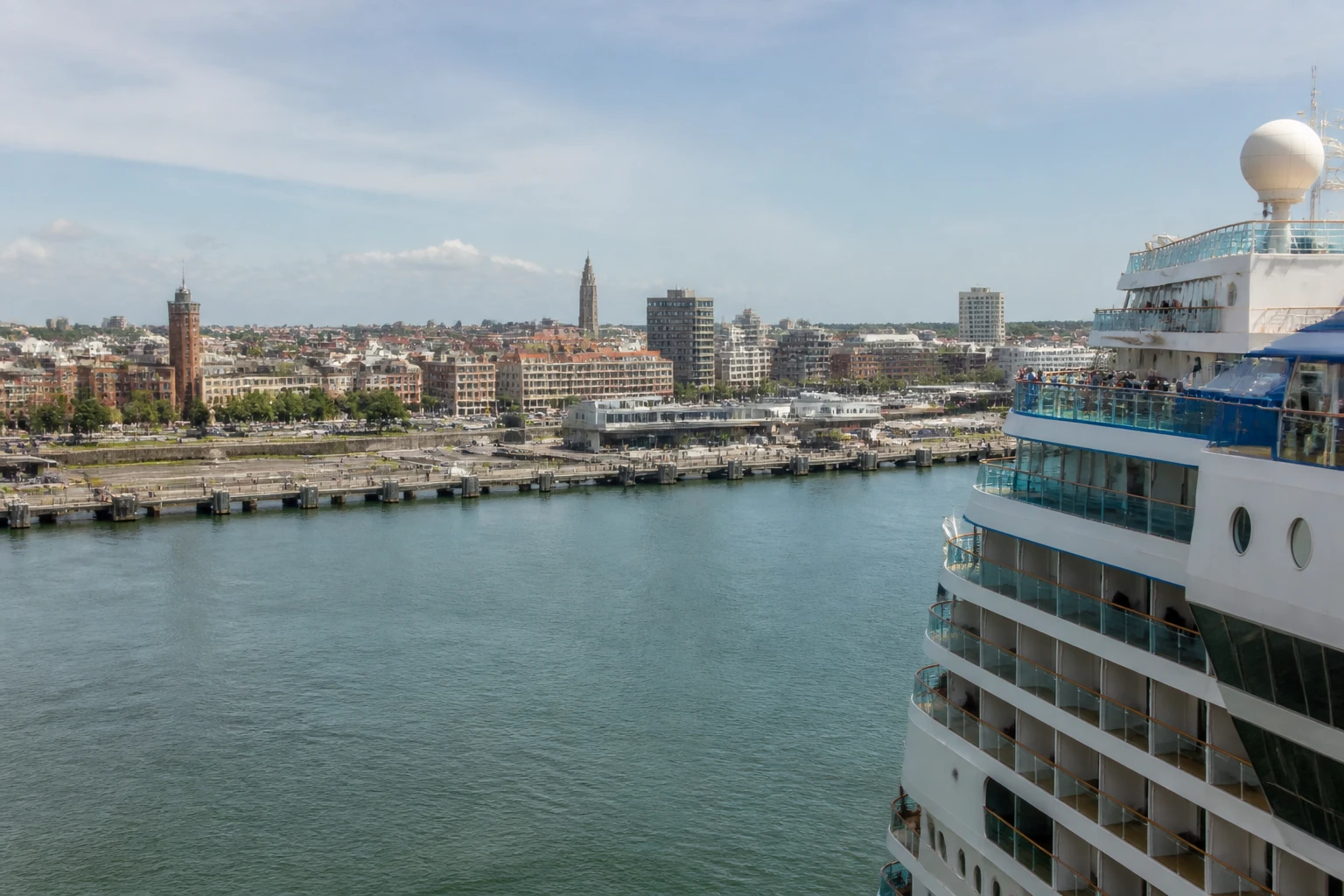 Representative cruise port destination view: Dunkirk, France; passenger waterfront and harbor water, not an exact landmark photograph.