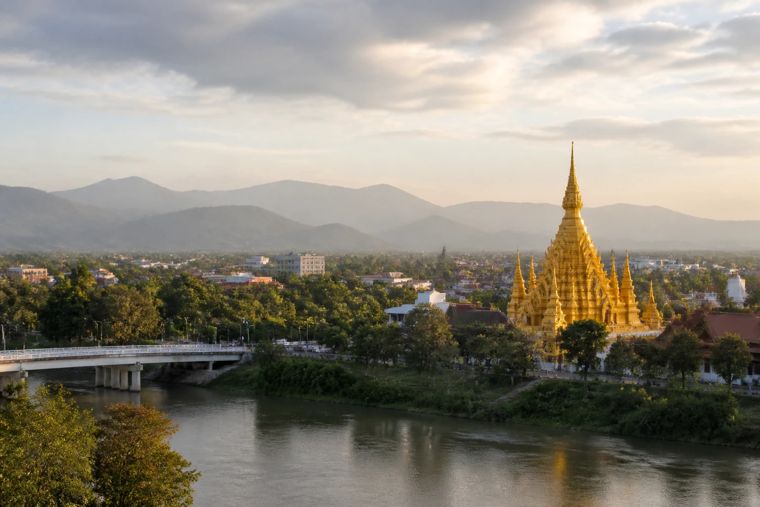 Representative city destination view: Chiang Rai, Thailand; heritage-scale streetscape and regional architecture, not an exact landmark photograph.