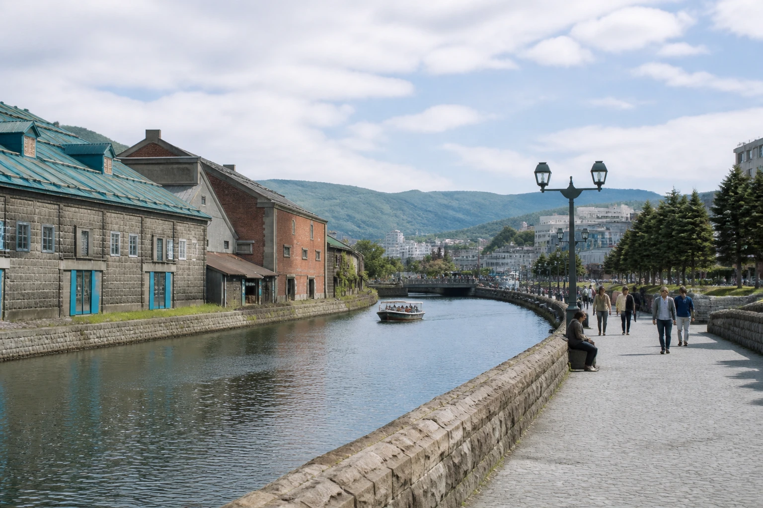 Representative cruise port destination view: Otaru, Japan; passenger waterfront and harbor water, not an exact landmark photograph.
