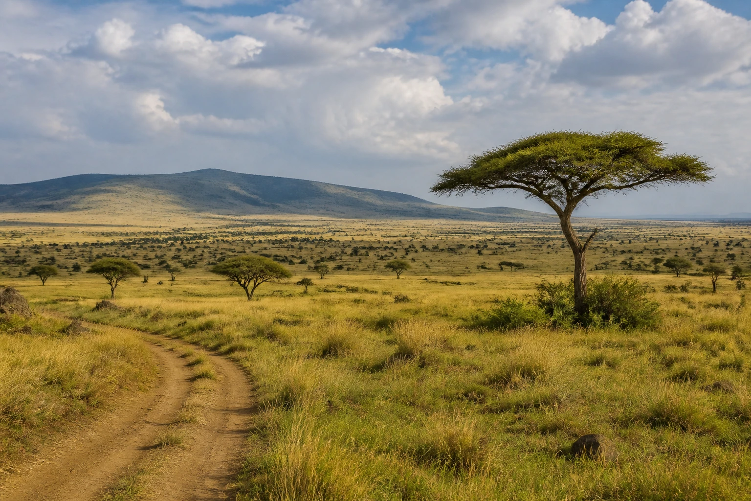 Representative national park destination view: Serengeti National Park, Tanzania; protected terrain and native vegetation, not an exact landmark photograph.