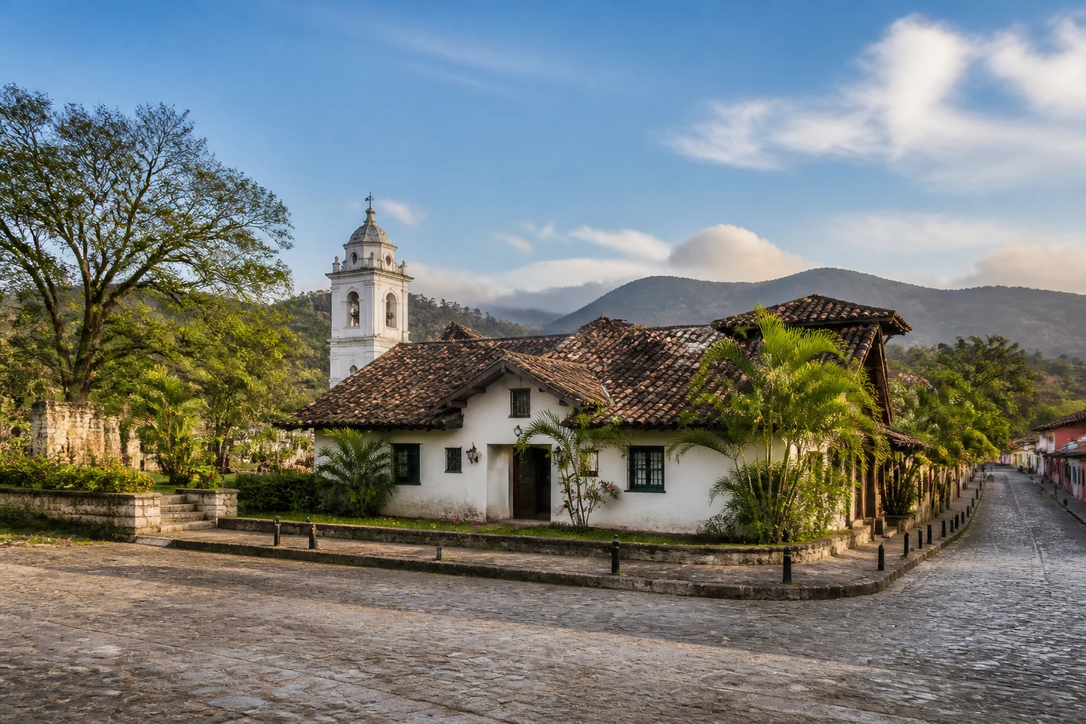 Representative travel destination view: Copan, Honduras; heritage-scale streetscape and regional architecture, not an exact landmark photograph.