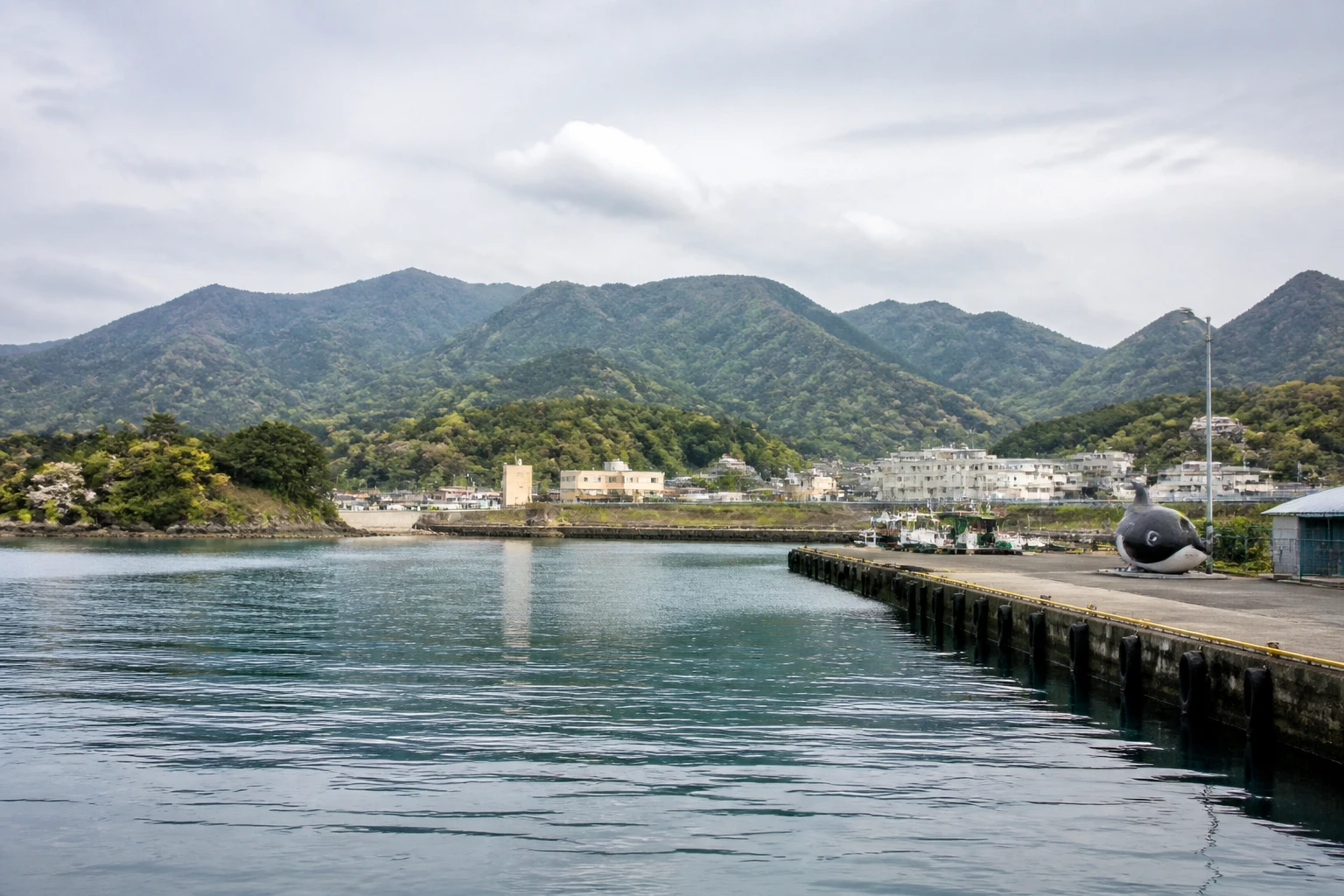 Representative cruise port destination view: Shingu, Japan; passenger waterfront and harbor water, not an exact landmark photograph.