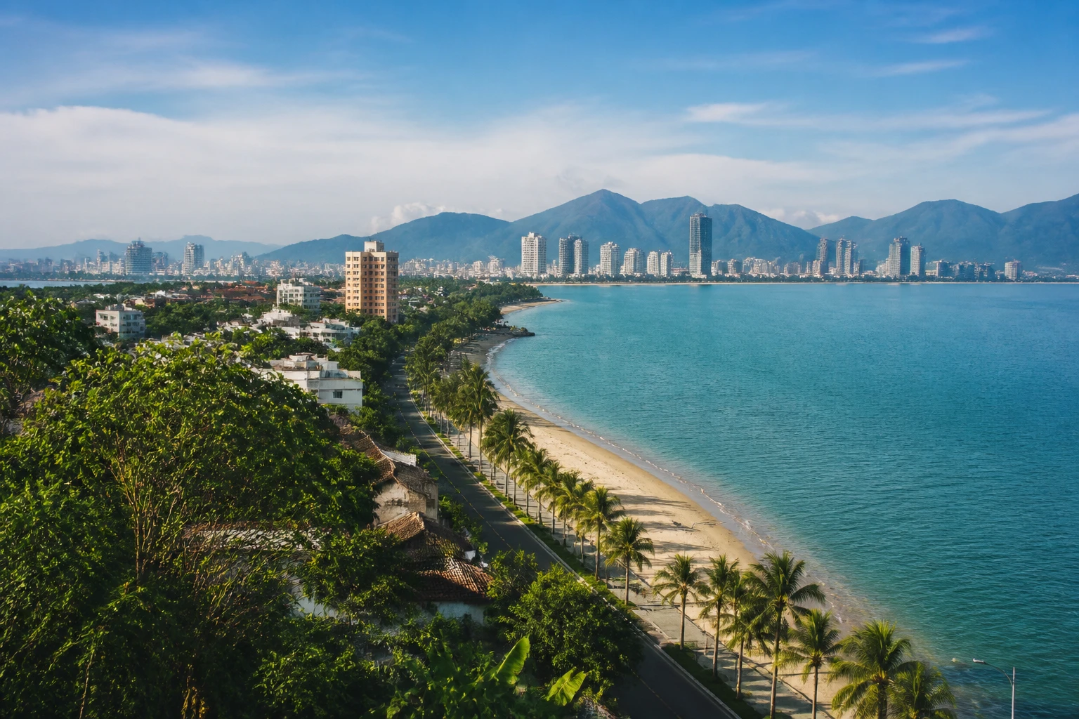 Representative coastal destination view: Da Nang, Vietnam; coastline and regional vegetation, not an exact landmark photograph.