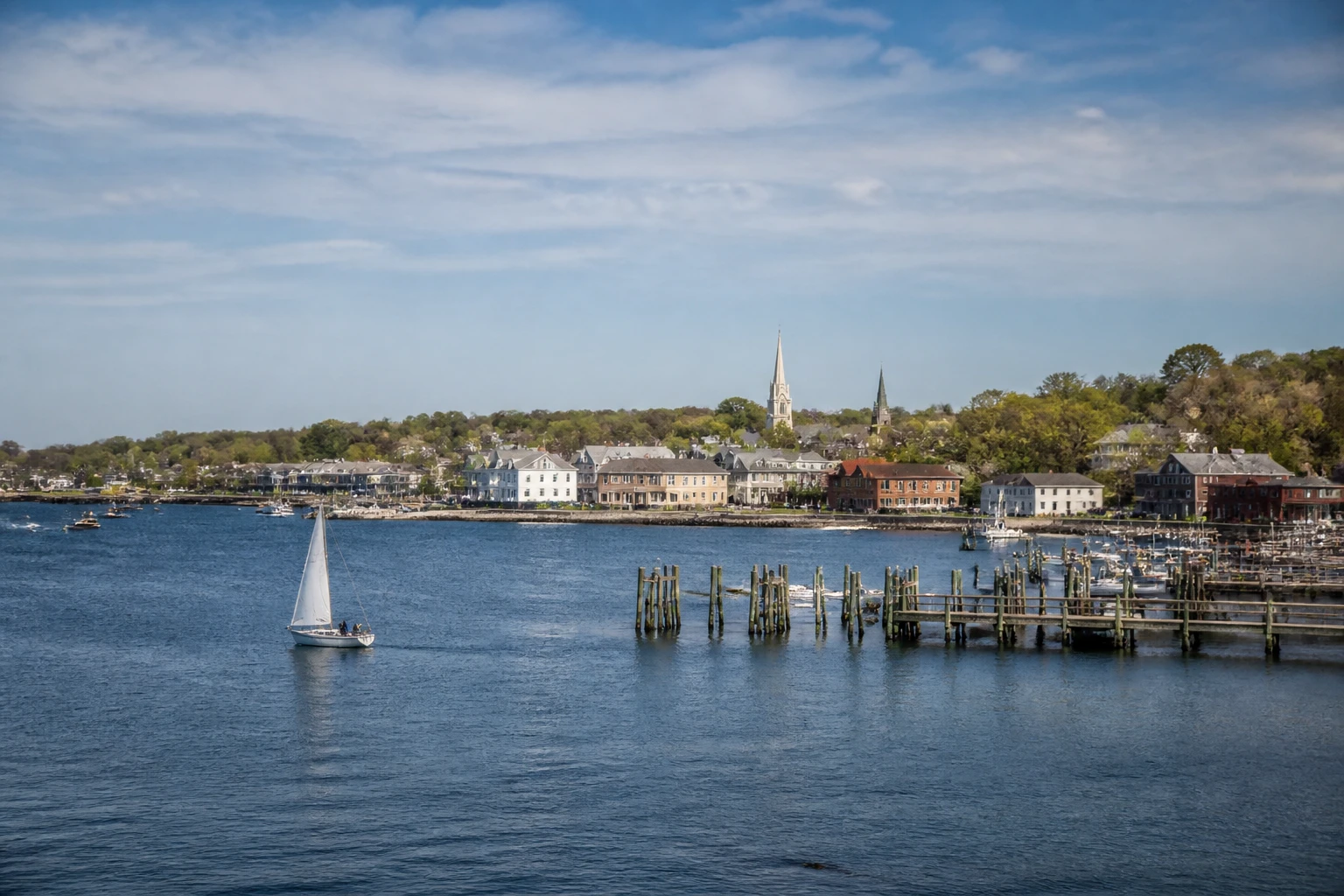 Representative cruise port destination view: Newport, United States; passenger waterfront and harbor water, not an exact landmark photograph.