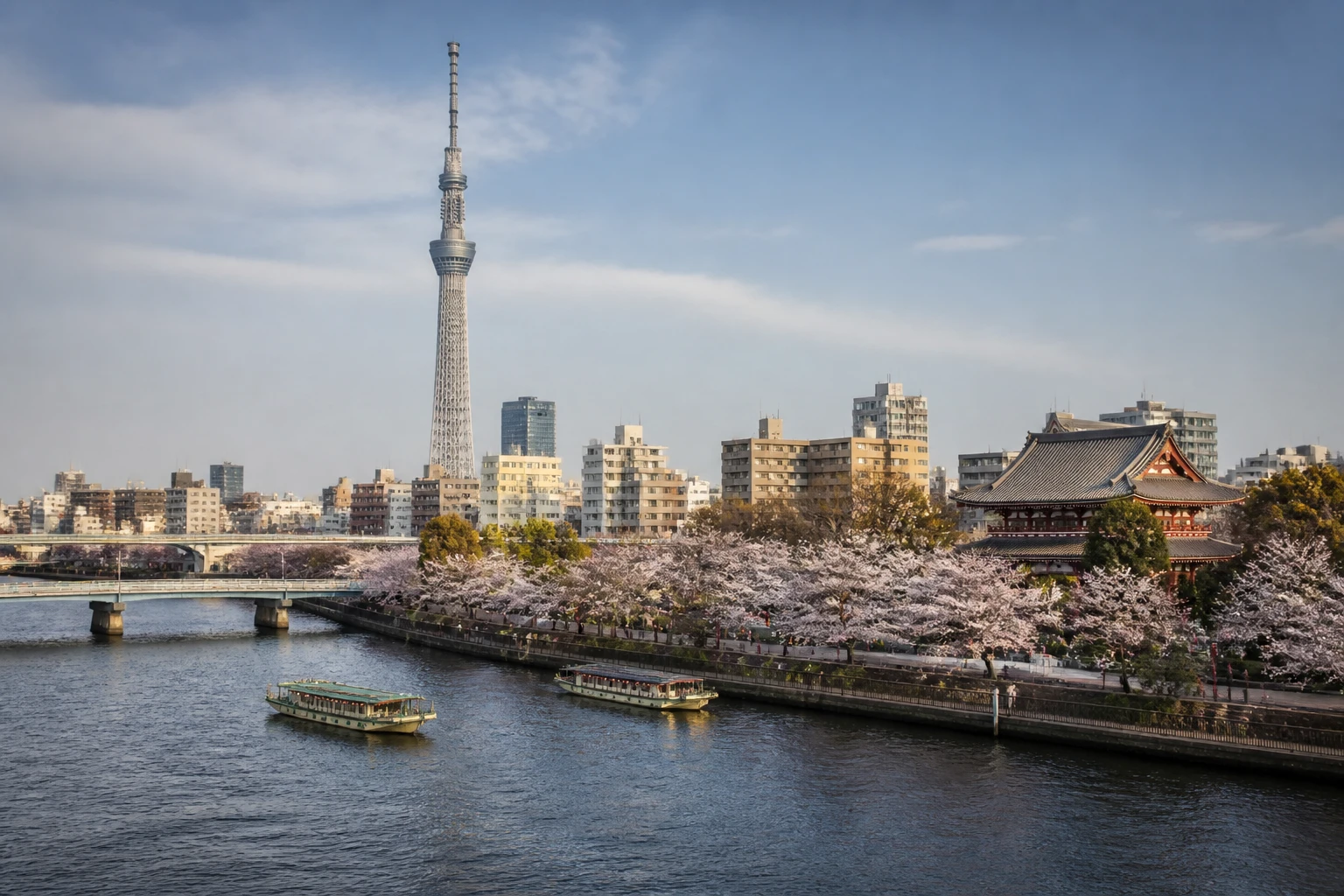 Representative city destination view: Tokyo, Japan; passenger waterfront and harbor water, not an exact landmark photograph.