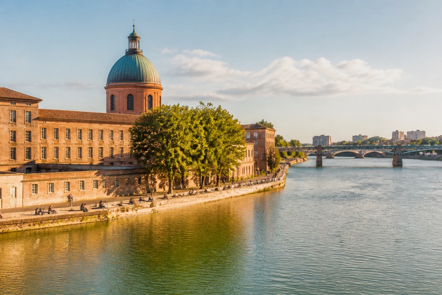 Representative city destination view of Toulouse in France, with local streetscape, regional architecture, and natural light; not an exact landmark photograph.