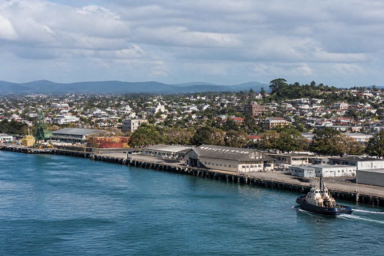 Representative cruise port destination view: Burnie, Australia; passenger waterfront and harbor water, not an exact landmark photograph.