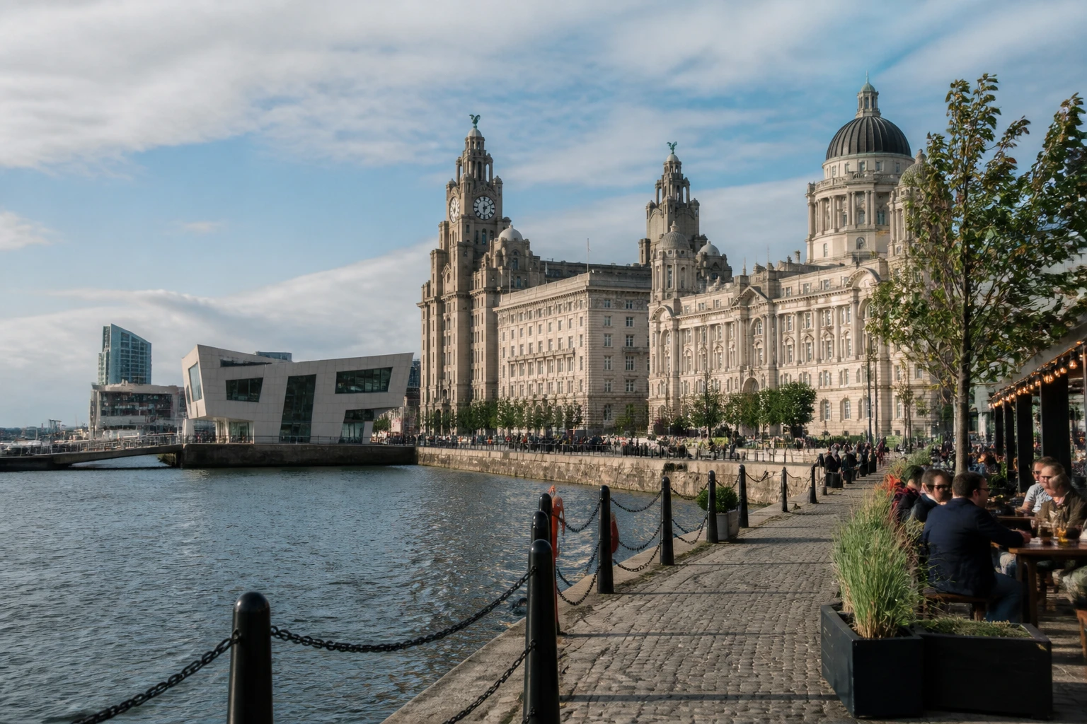 Representative city destination view: Liverpool, United Kingdom; passenger waterfront and harbor water, not an exact landmark photograph.