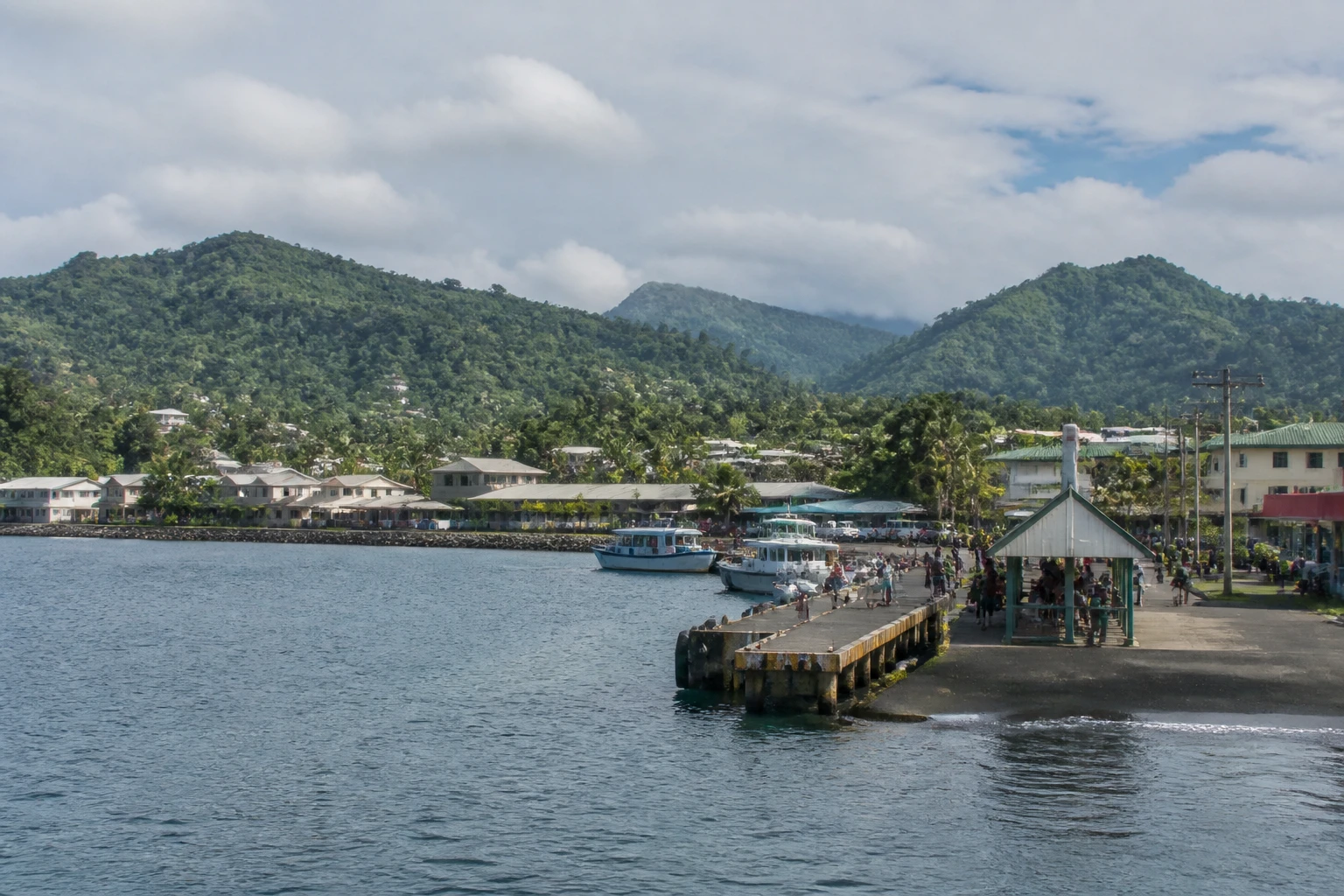 Representative cruise port destination view: Savusavu, Fiji; passenger waterfront and harbor water, not an exact landmark photograph.