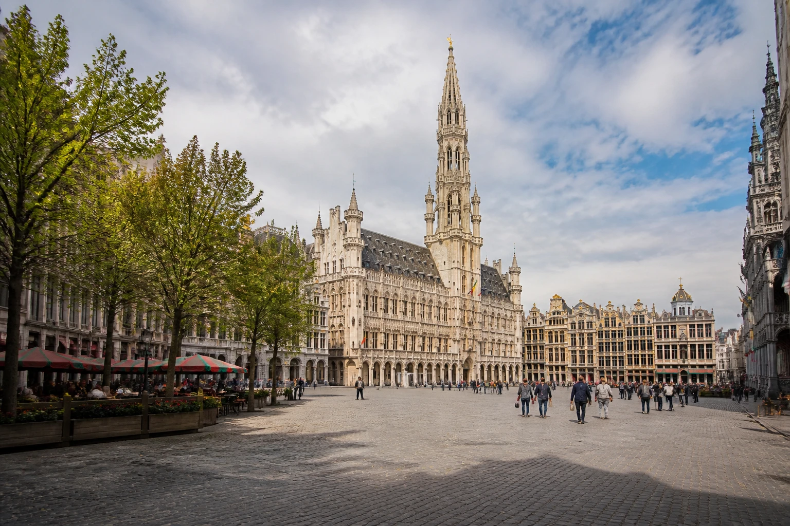 Representative city destination view of Brussels in Belgium, with local streetscape, regional architecture, and natural light; not an exact landmark photograph.