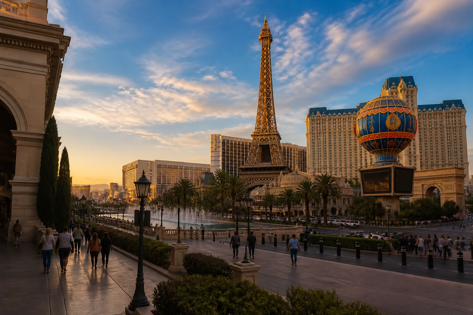 Representative city destination view: Las Vegas, United States; unbranded leisure setting and welcoming public space, not an exact landmark photograph.