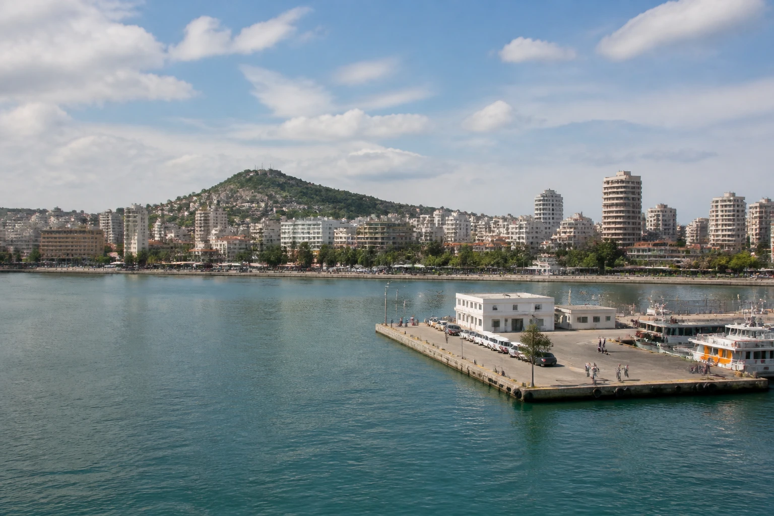 Representative cruise port destination view: Durres, Albania; passenger waterfront and harbor water, not an exact landmark photograph.