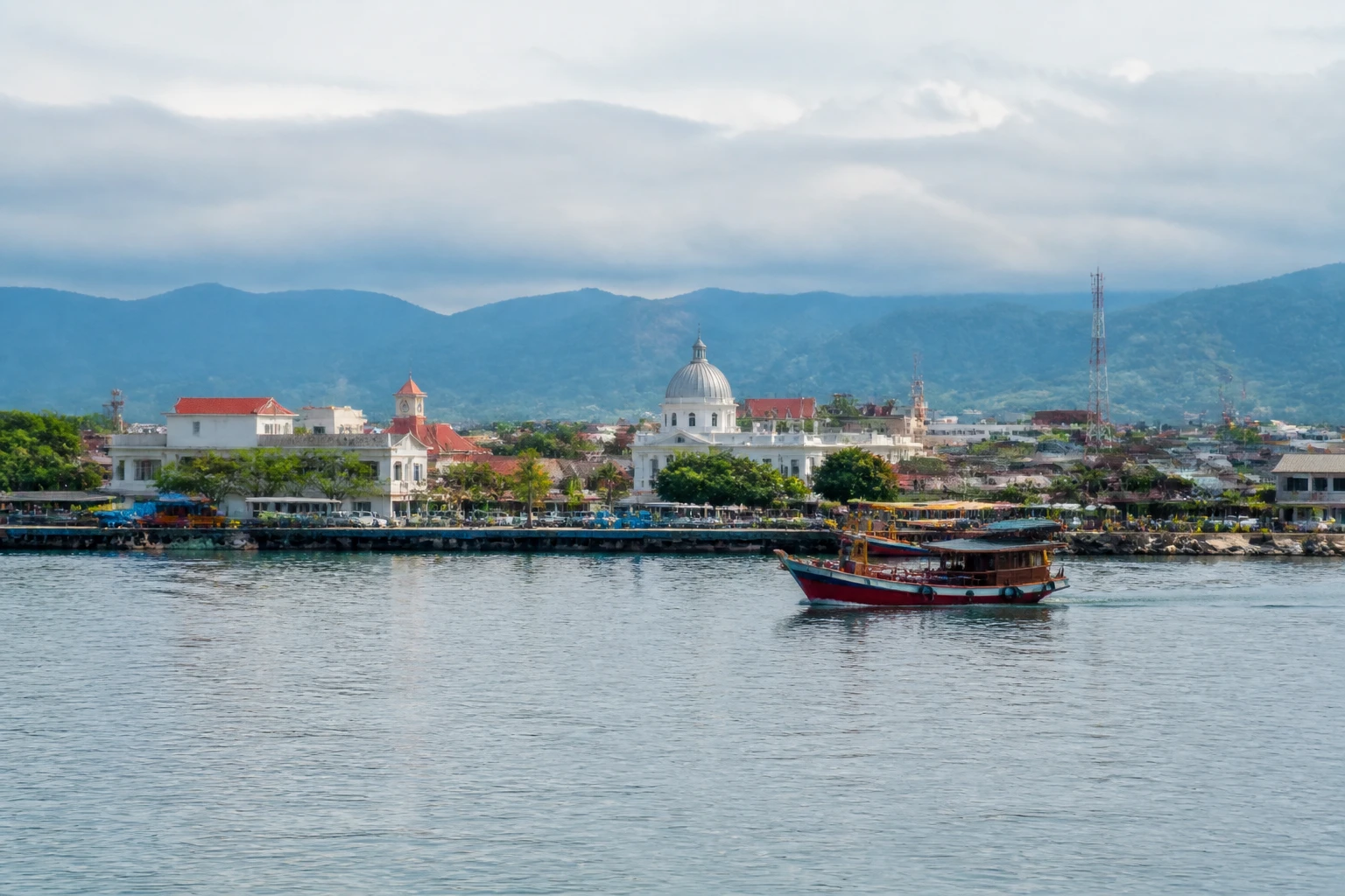 Representative cruise port destination view: Semarang, Indonesia; passenger waterfront and harbor water, not an exact landmark photograph.