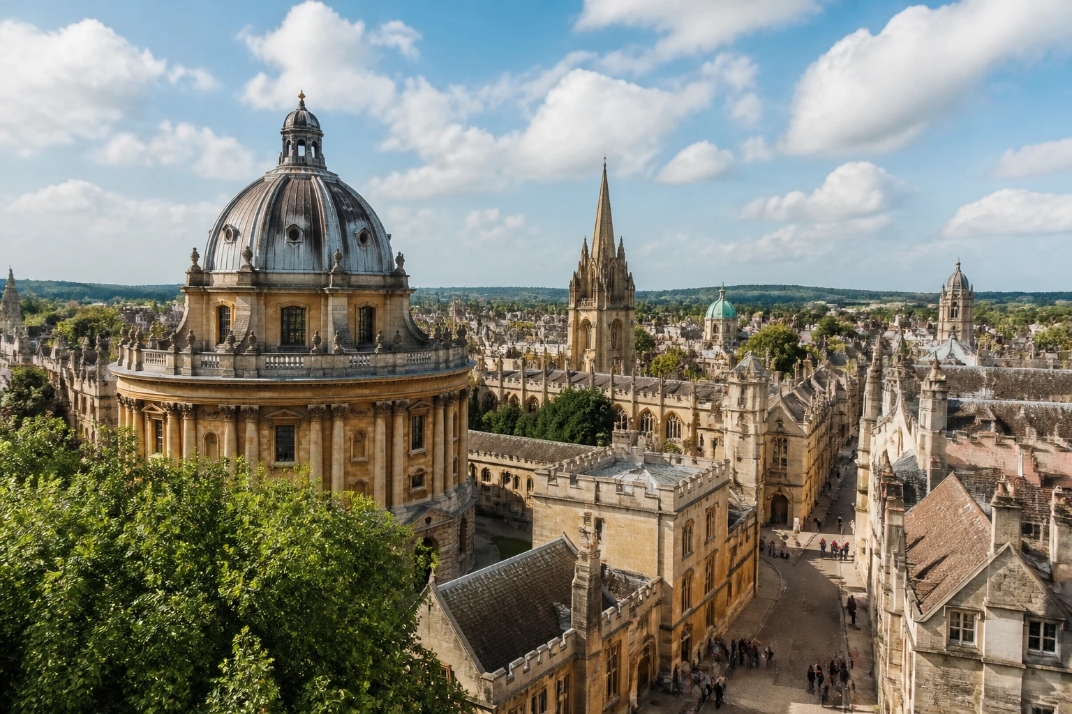 Representative city destination view: Oxford, United Kingdom; heritage-scale streetscape and regional architecture, not an exact landmark photograph.