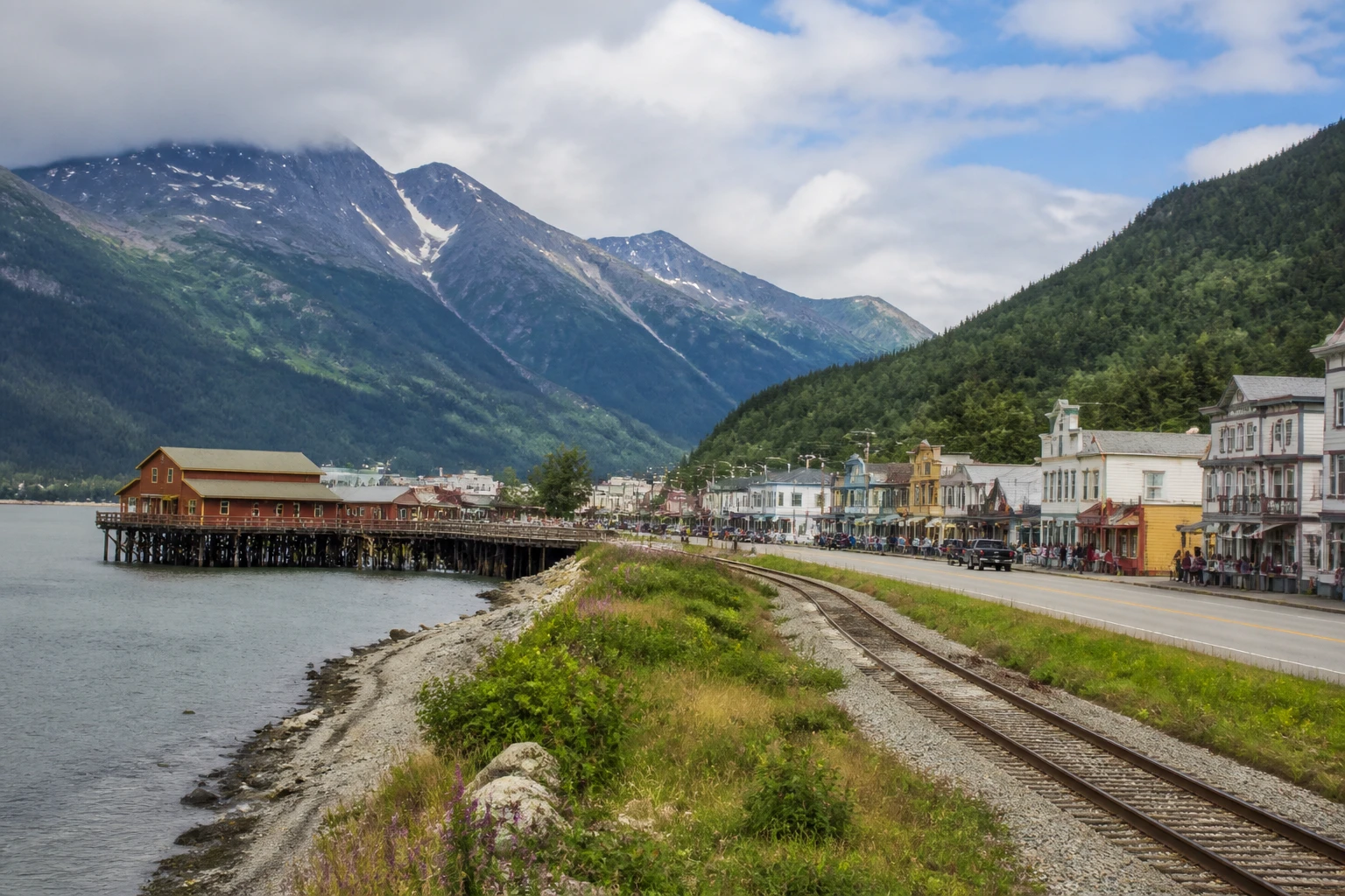 Representative cruise port destination view: Skagway, United States; passenger waterfront and harbor water, not an exact landmark photograph.