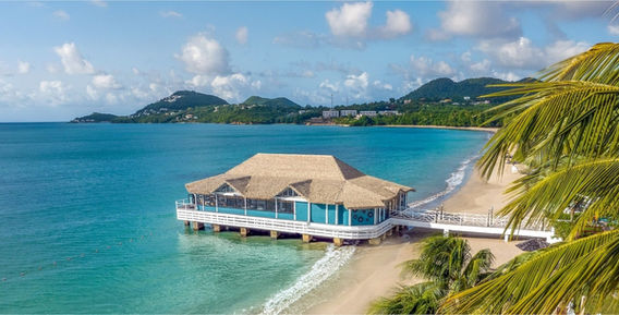Representative resort setting imagery for a Sandals Halcyon Beach destination wedding in Saint Lucia