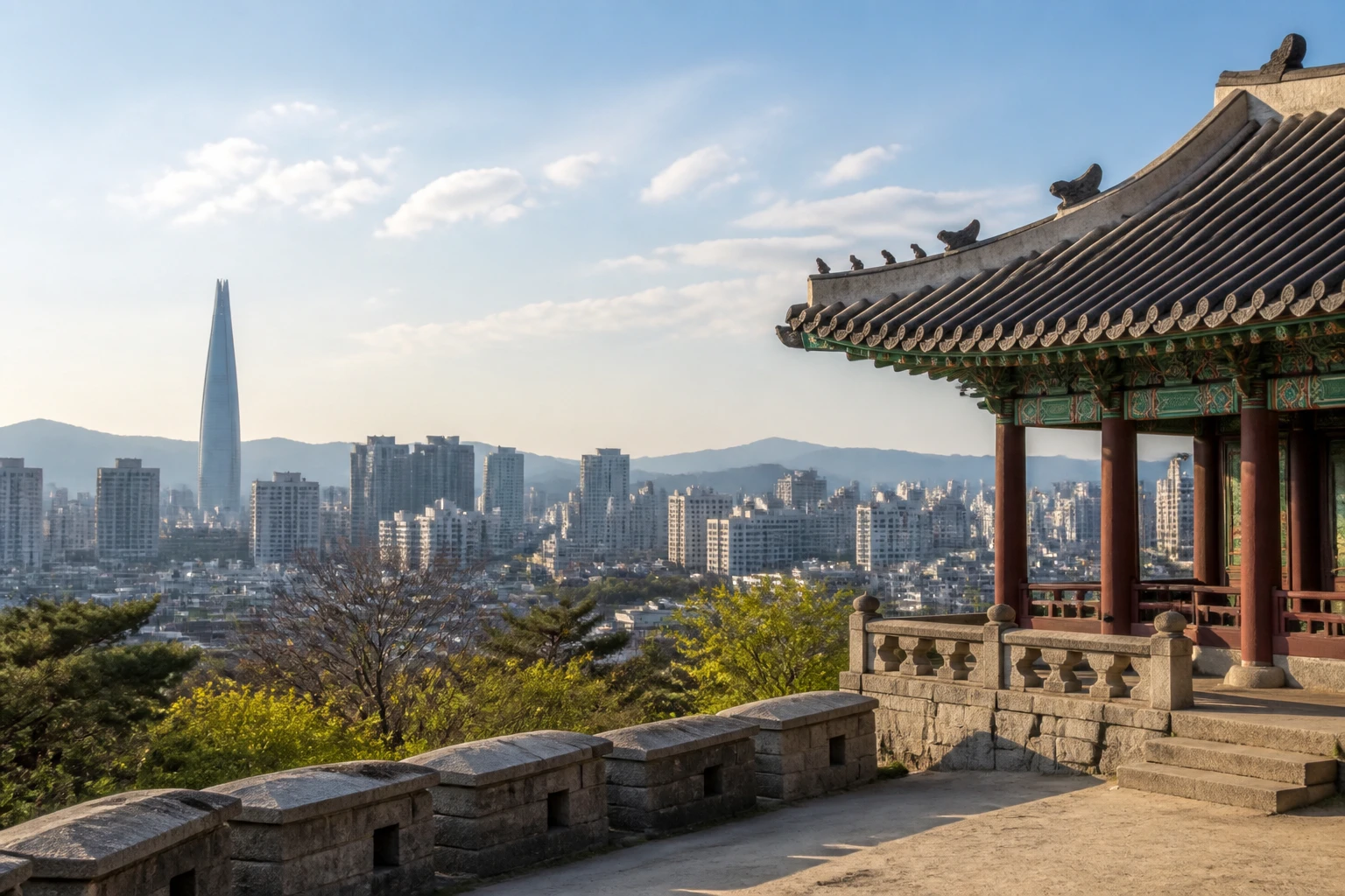Representative city destination view: Seoul, South Korea; passenger waterfront and harbor water, not an exact landmark photograph.