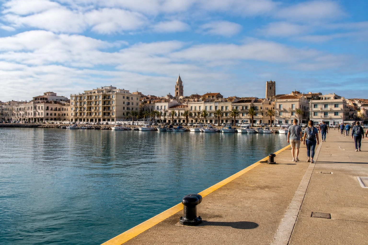 Representative cruise port destination view: Porto Torres, Italy; passenger waterfront and harbor water, not an exact landmark photograph.