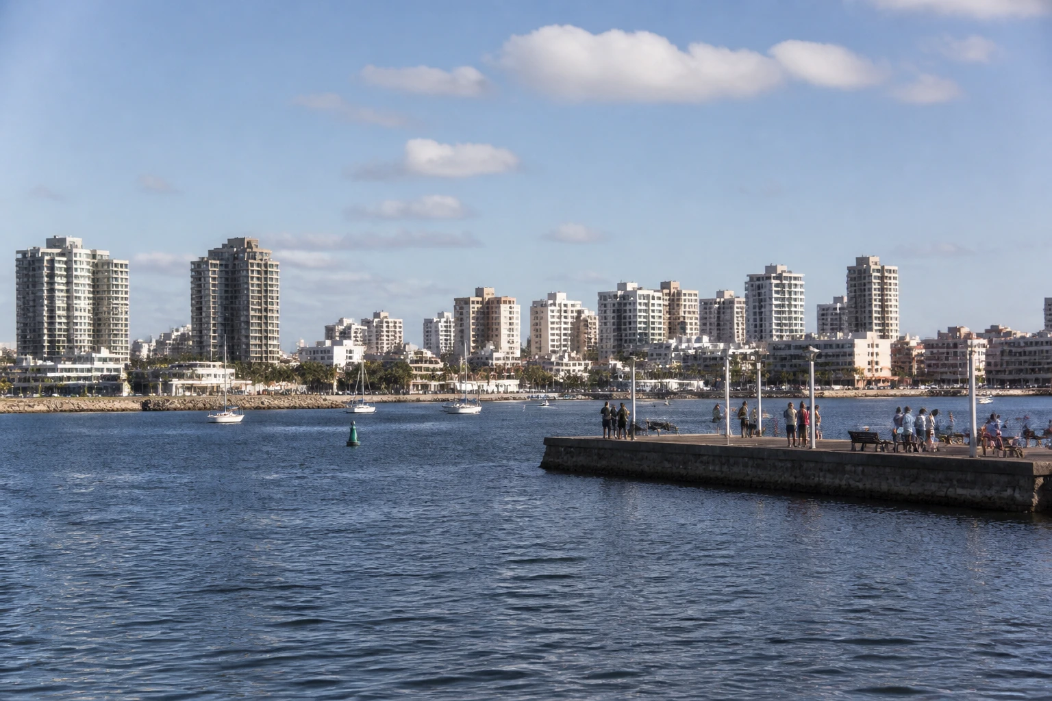 Representative cruise port destination view: Punta del Este, Uruguay; passenger waterfront and harbor water, not an exact landmark photograph.