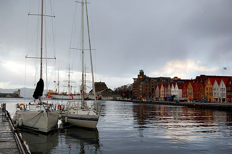 the colorful historic Bryggen waterfront in Bergen, Norway, a destination or experience featured on the Norwegian Fjords Escape with Northern Lights tour