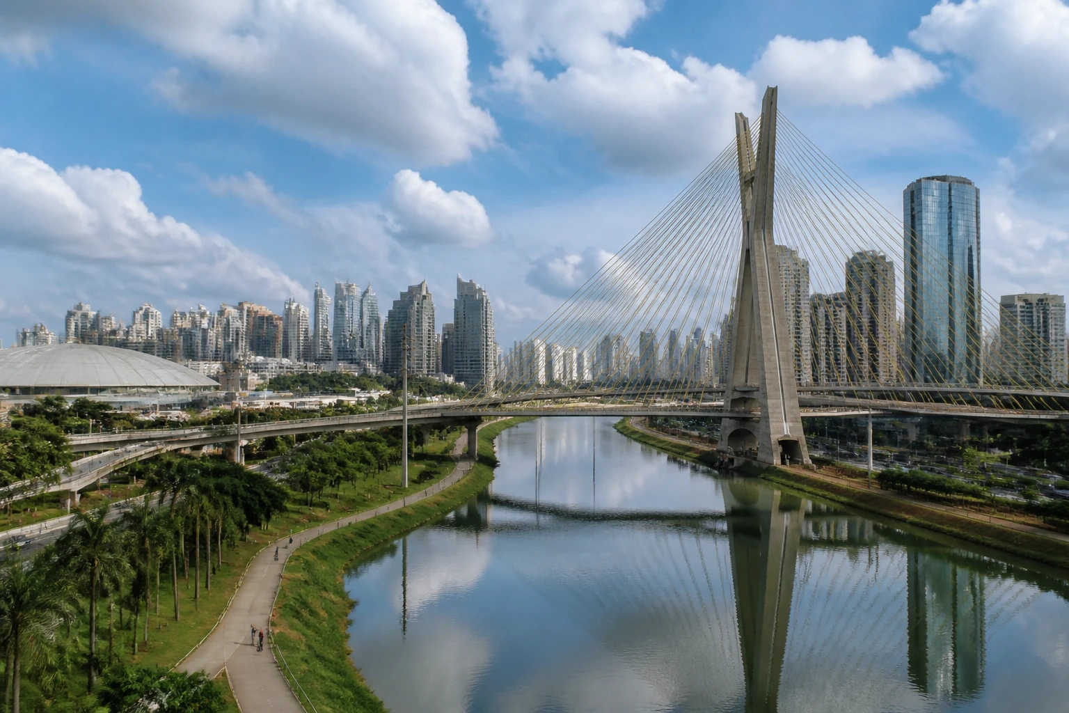 Representative city destination view of Sao Paulo in Brazil, with local streetscape, regional architecture, and natural light; not an exact landmark photograph.