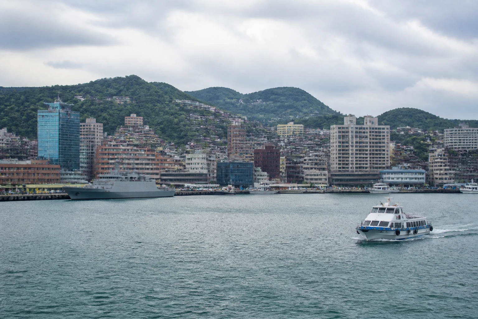 Representative cruise port destination view: Keelung, Taiwan; passenger waterfront and harbor water, not an exact landmark photograph.