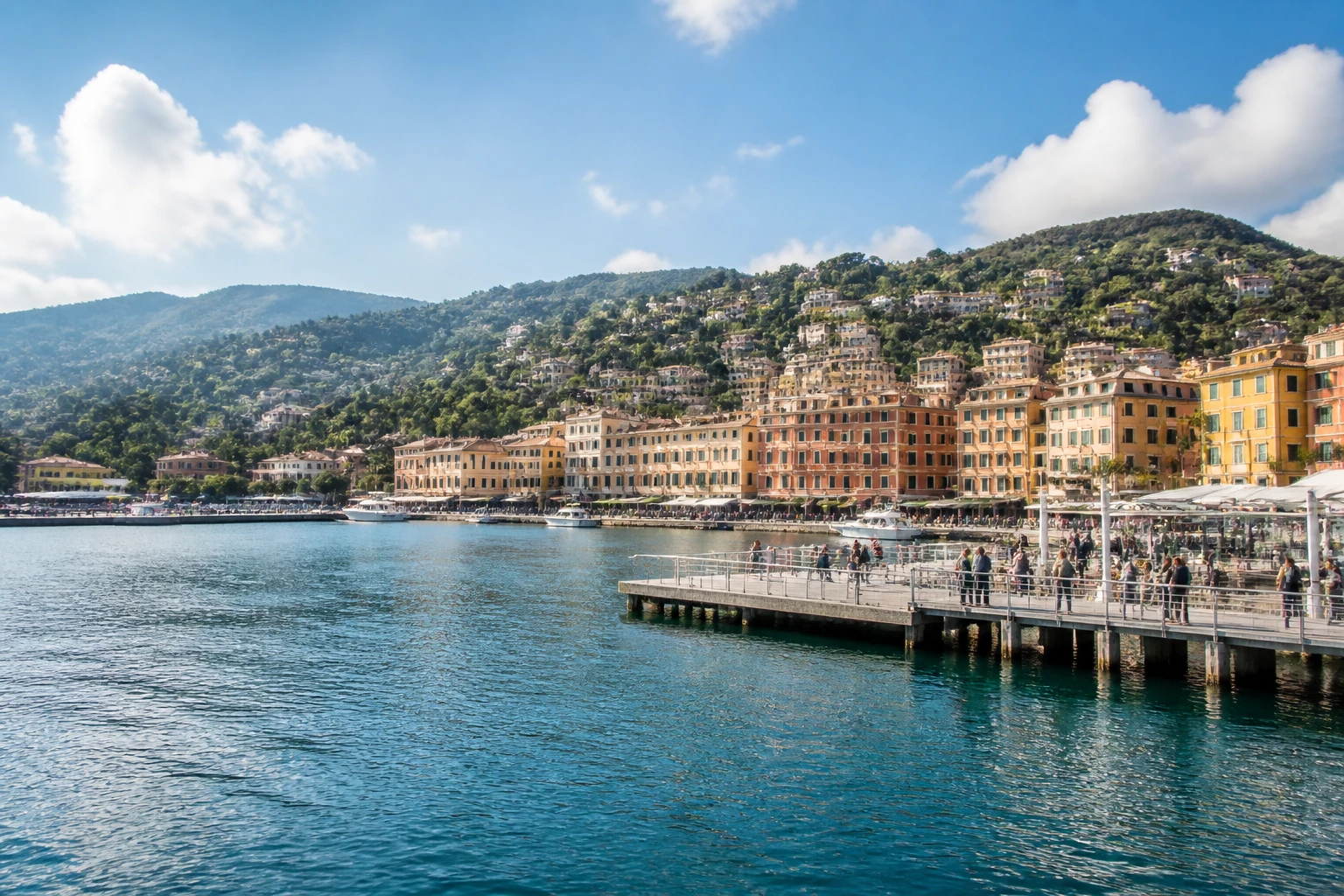 Representative cruise port destination view: Santa Margherita, Italy; passenger waterfront and harbor water, not an exact landmark photograph.