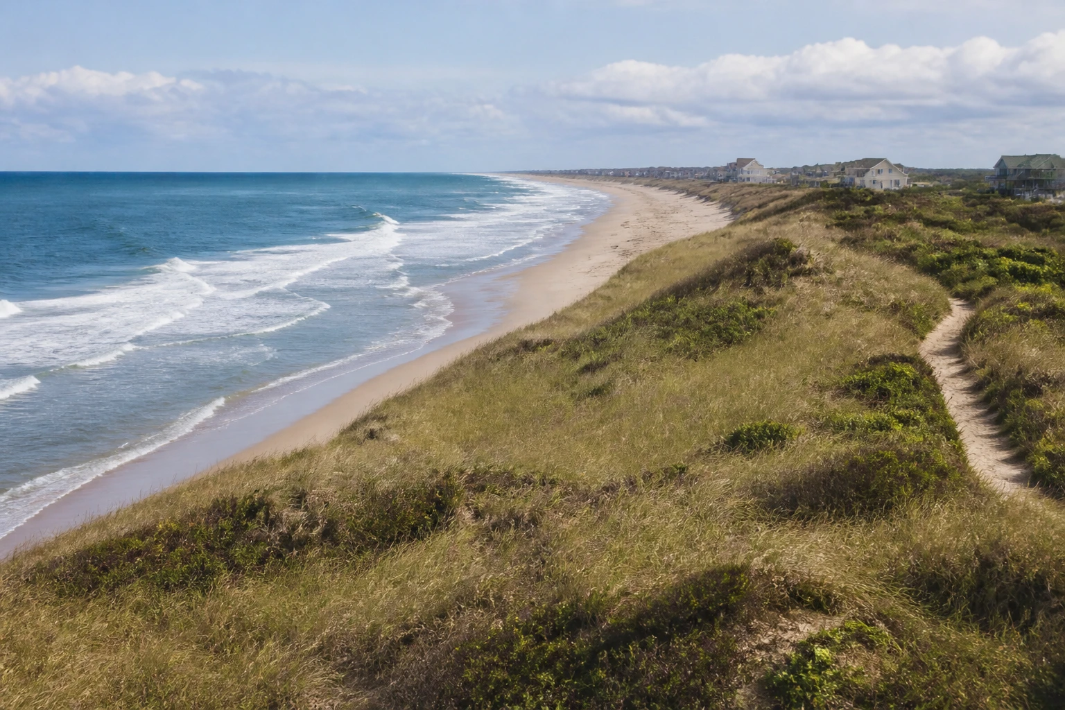 Representative coastal destination view: Outer Banks, United States; coastline and regional vegetation, not an exact landmark photograph.