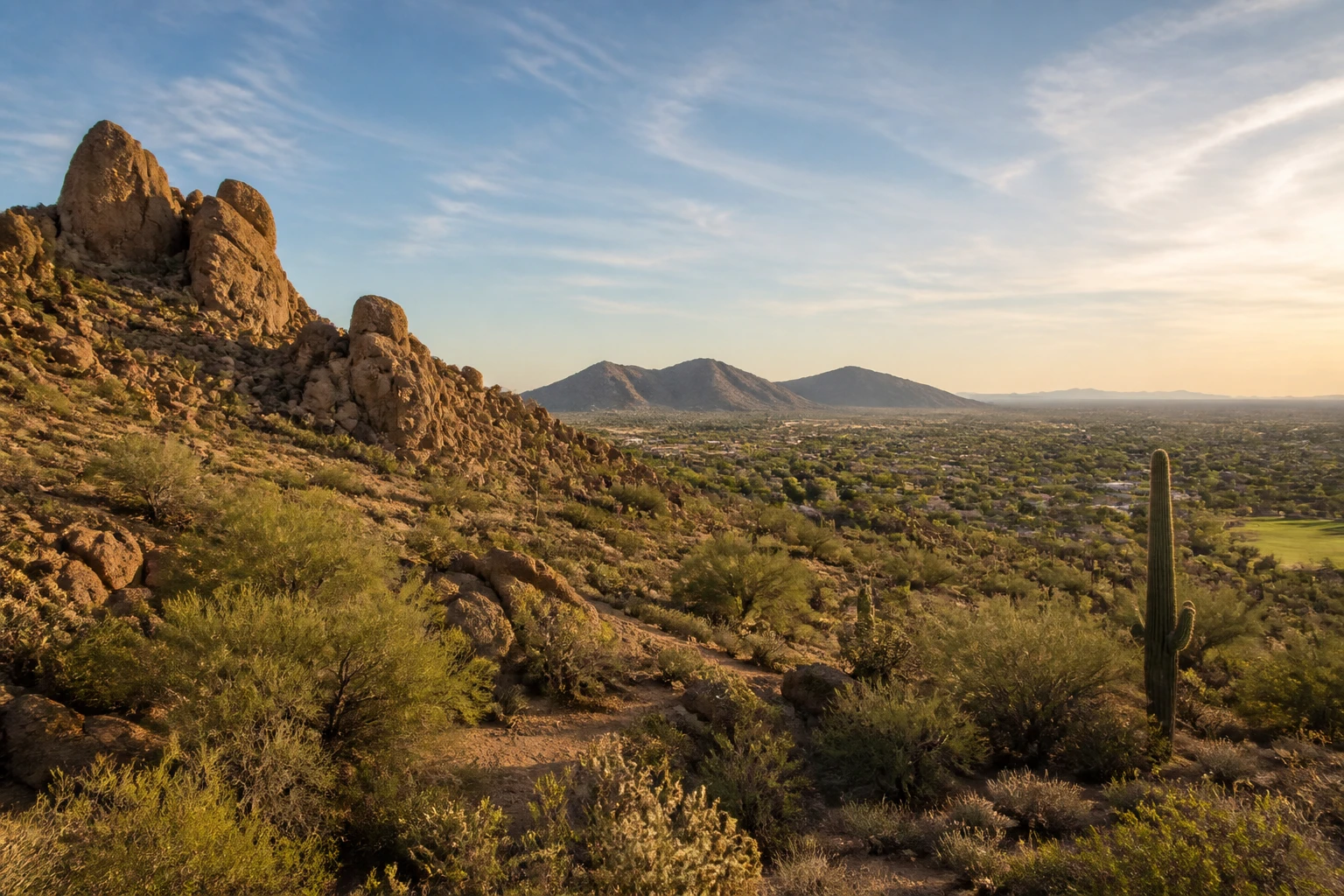 Representative desert destination view: Scottsdale, United States; desert terrain and sparse vegetation, not an exact landmark photograph.