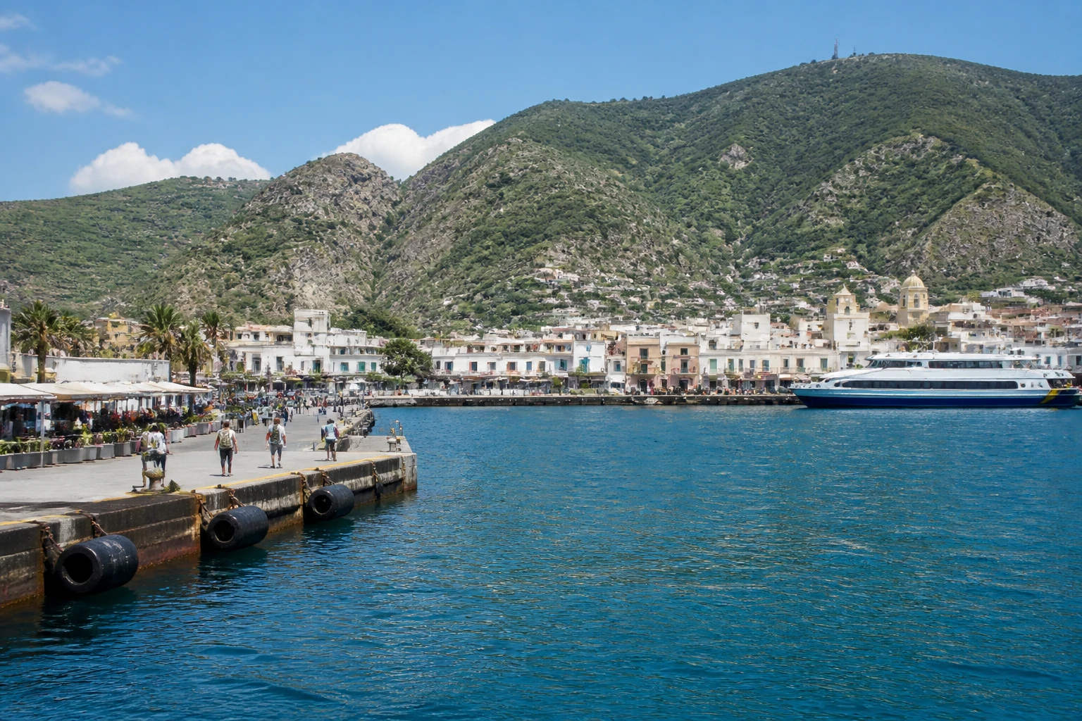 Representative cruise port destination view: Lipari, Italy; passenger waterfront and harbor water, not an exact landmark photograph.
