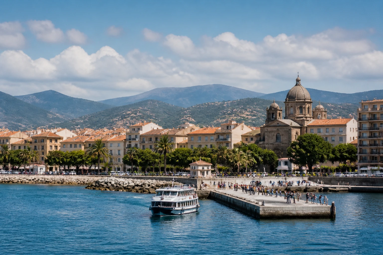 Representative cruise port destination view: Fréjus, France; passenger waterfront and harbor water, not an exact landmark photograph.