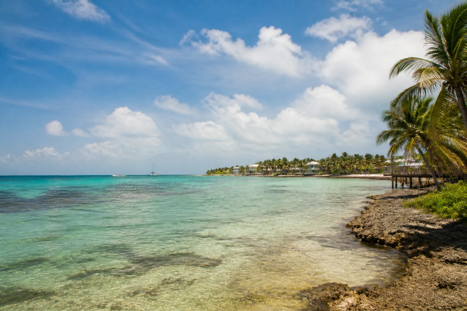 Representative island destination view: Ambergris Caye, Belize; coastline and regional vegetation, not an exact landmark photograph.