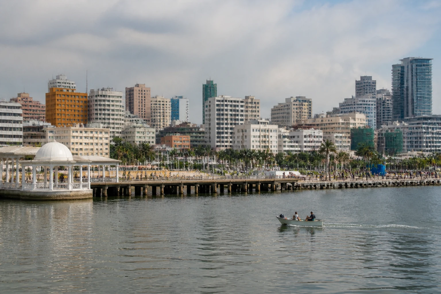 Representative cruise port destination view: Luanda, Angola; passenger waterfront and harbor water, not an exact landmark photograph.