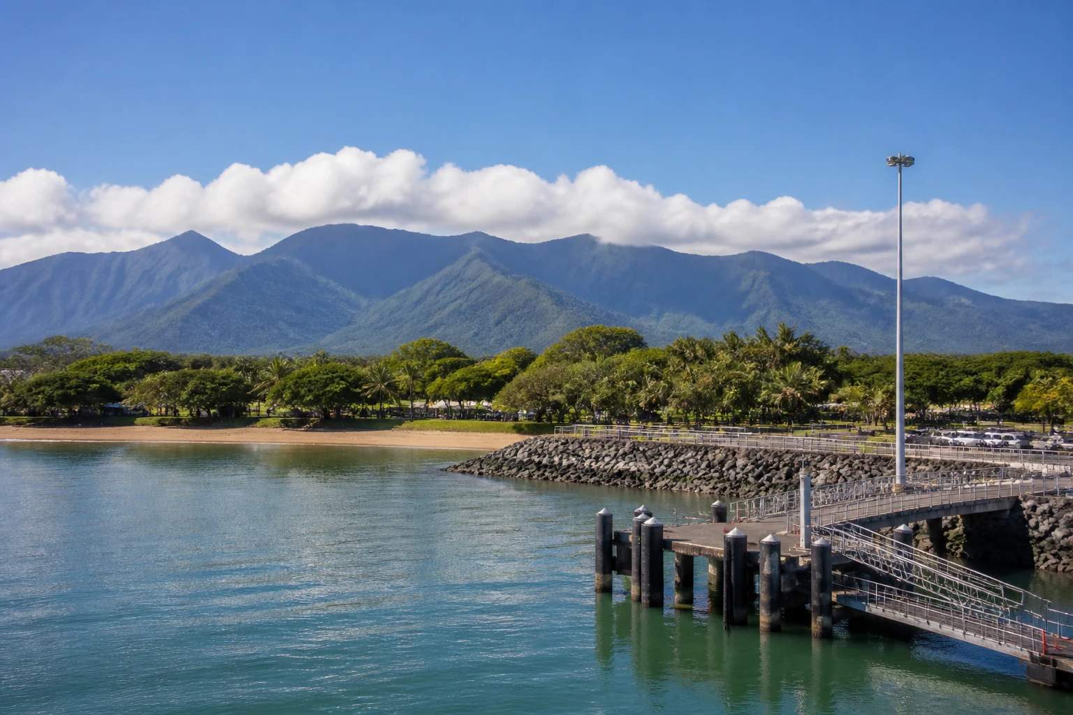 Representative cruise port destination view: Yorkeys Knob, Australia; passenger waterfront and harbor water, not an exact landmark photograph.