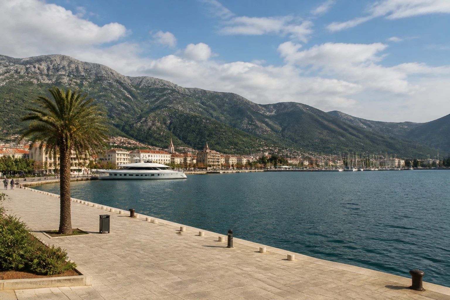 Representative cruise port destination view: Bar, Montenegro; passenger waterfront and harbor water, not an exact landmark photograph.