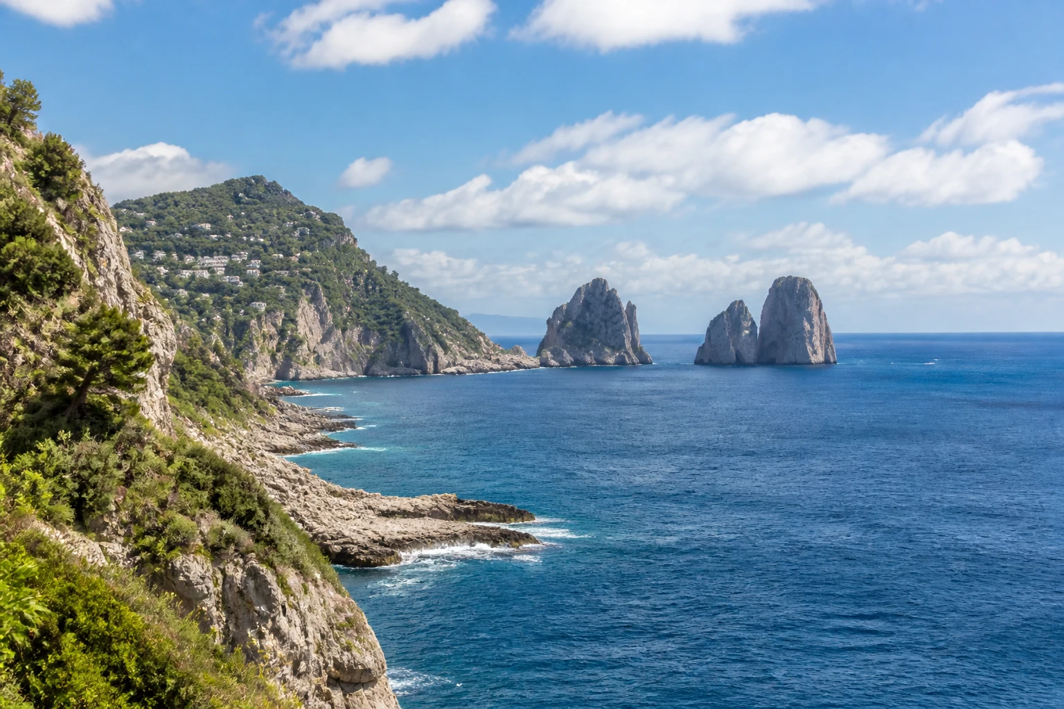 Representative island destination view: Capri, Italy; coastline and regional vegetation, not an exact landmark photograph.