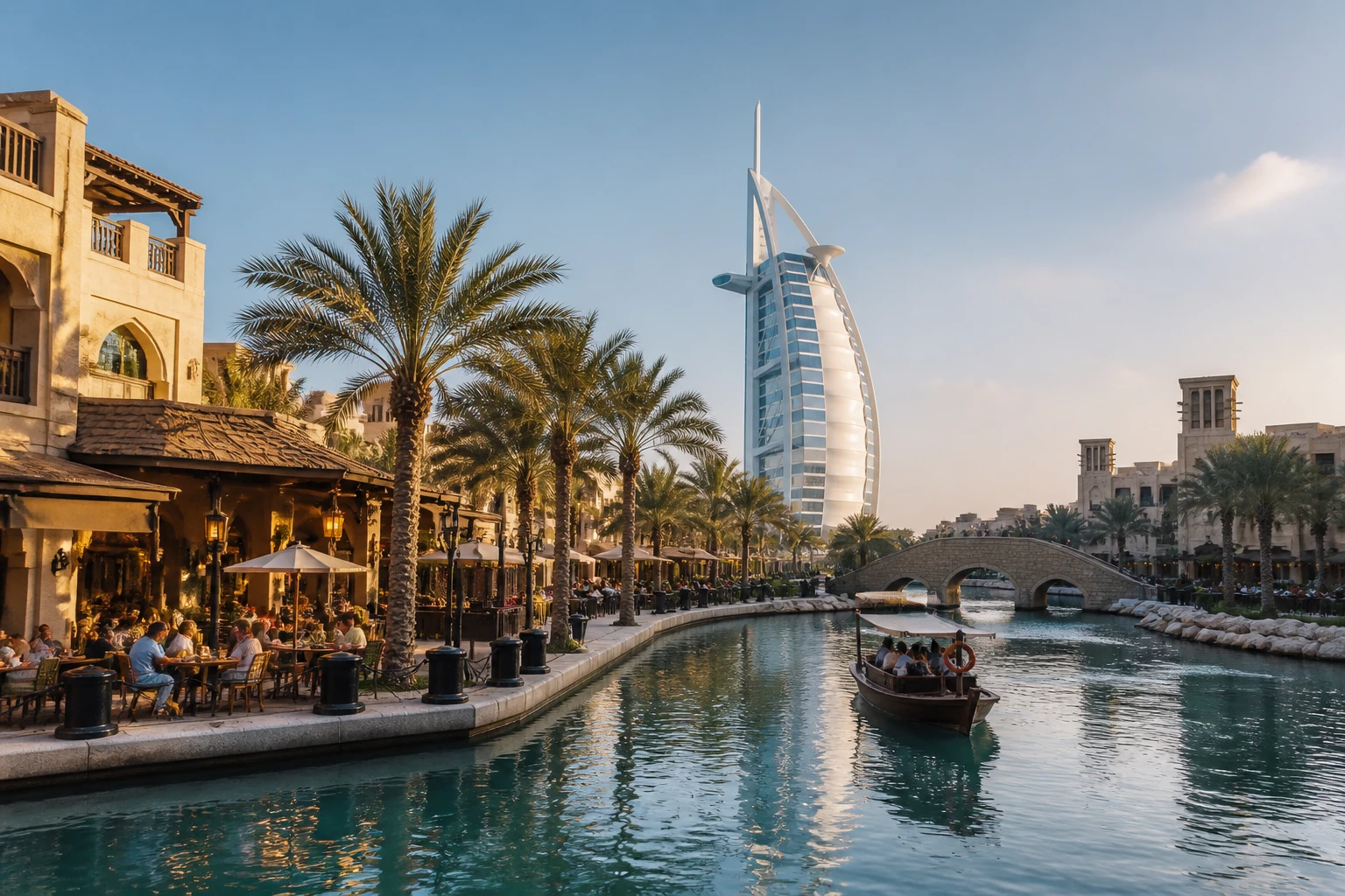 Representative city destination view: Dubai, United Arab Emirates; passenger waterfront and harbor water, not an exact landmark photograph.