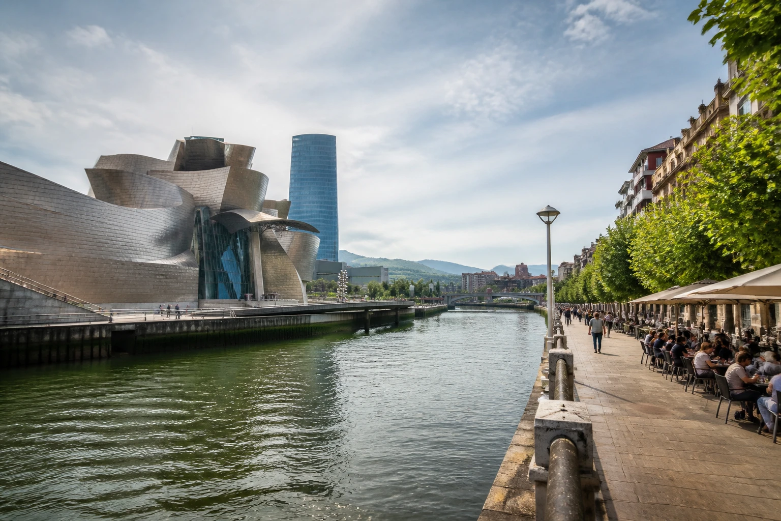 Representative city destination view: Bilbao, Spain; passenger waterfront and harbor water, not an exact landmark photograph.