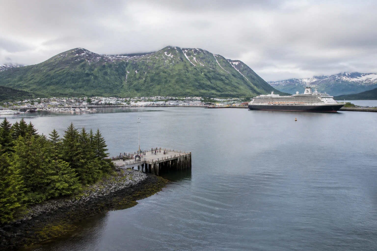 Representative cruise port destination view: Inian Islands, United States; passenger waterfront and harbor water, not an exact landmark photograph.