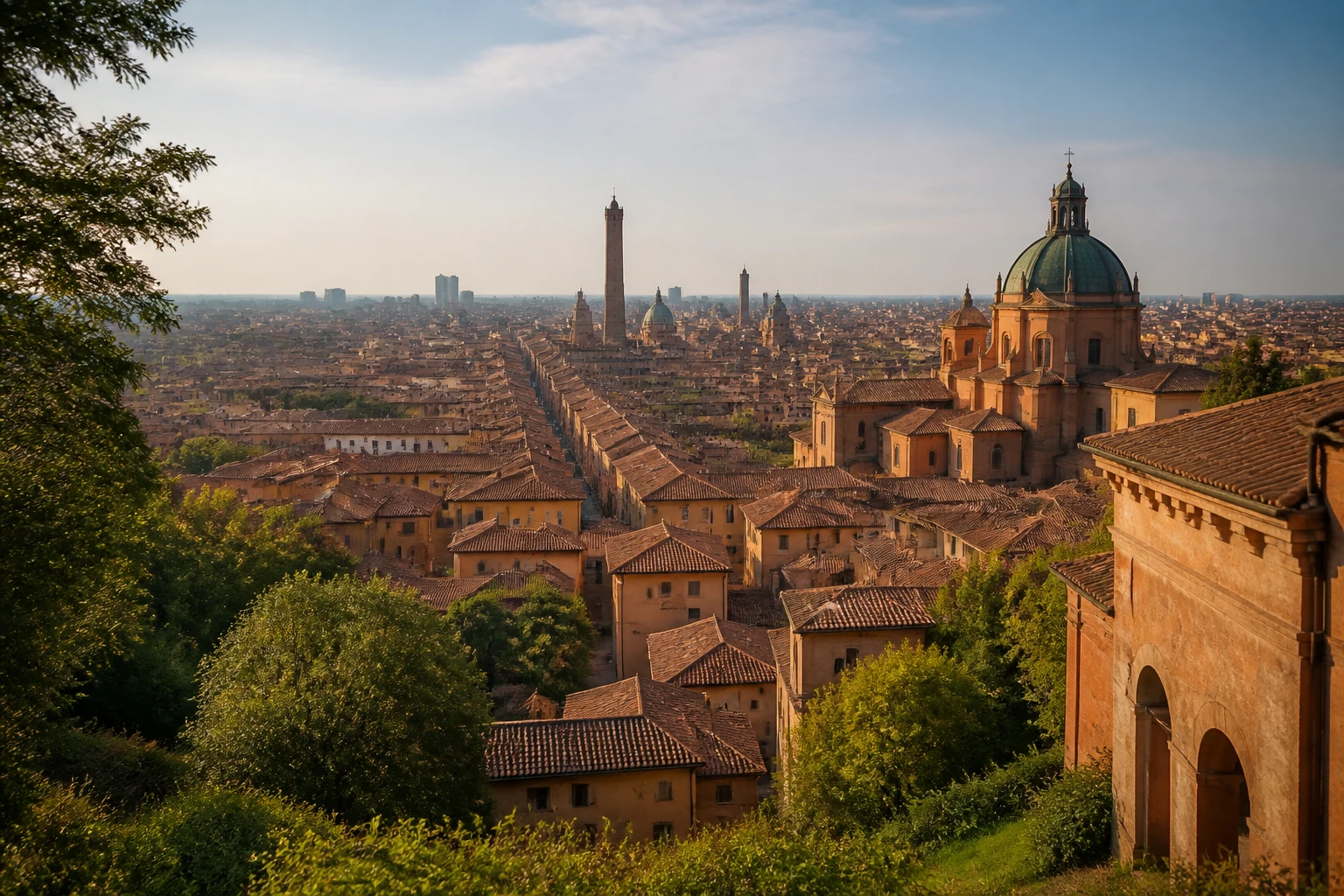 Representative city destination view: Bologna, Italy; heritage-scale streetscape and regional architecture, not an exact landmark photograph.