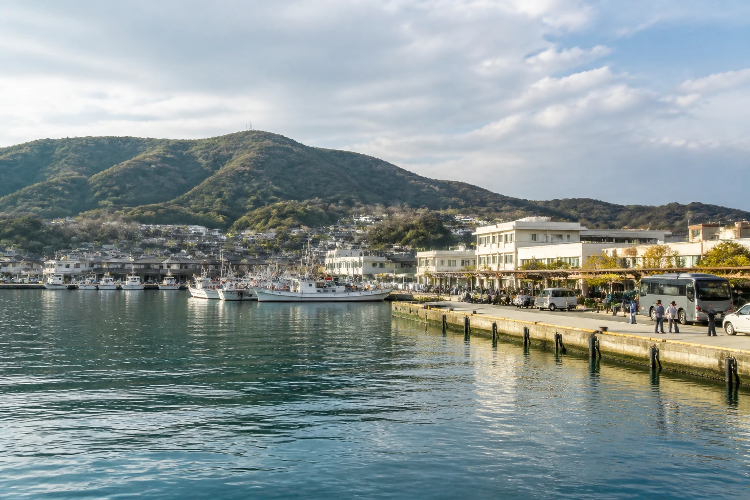 Representative cruise port destination view: Toba, Japan; passenger waterfront and harbor water, not an exact landmark photograph.