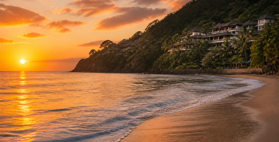 Representative sunrise imagery for a Sandals Regency La Toc destination wedding in Saint Lucia