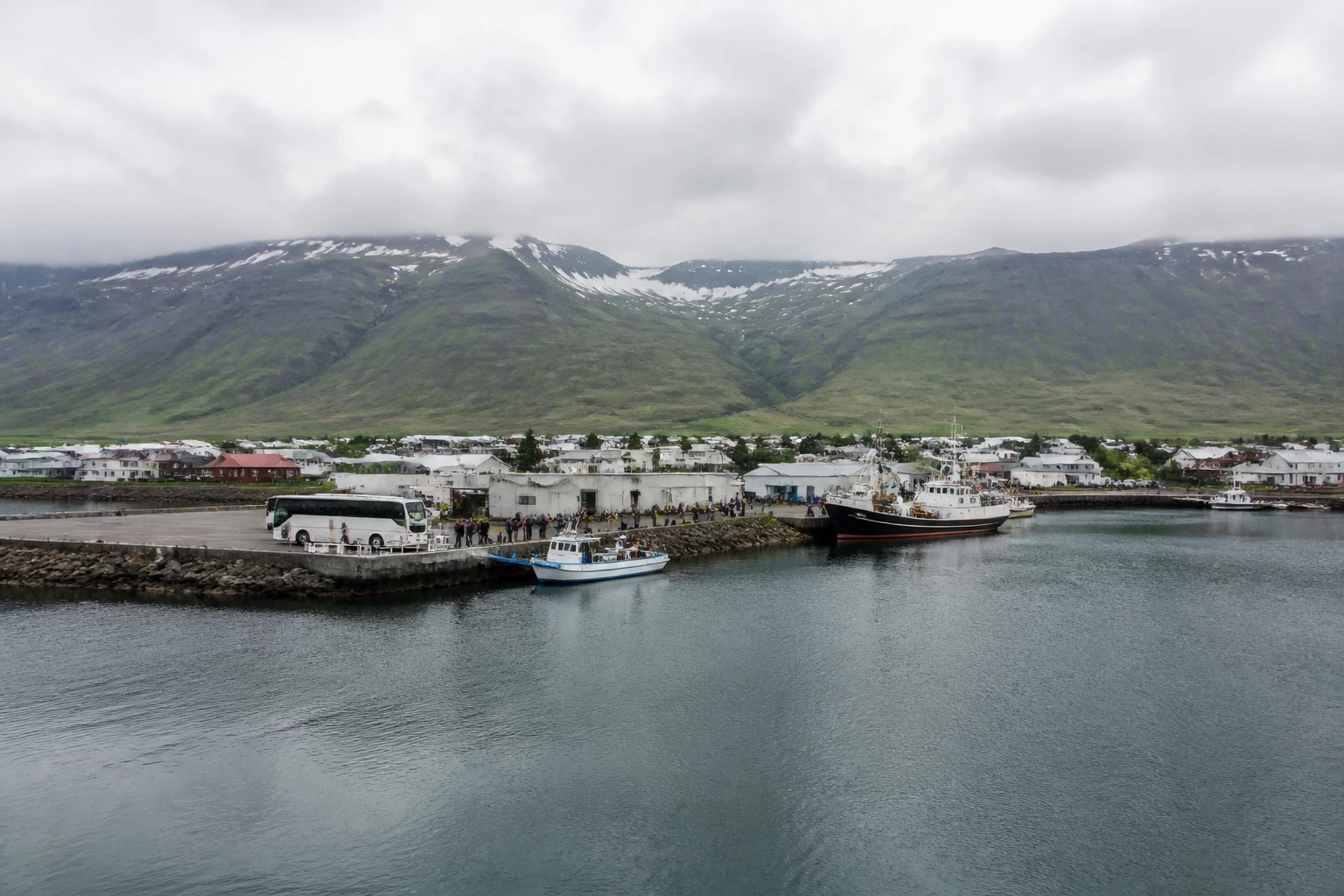 Representative cruise port destination view: Grundarfjordur, Iceland; passenger waterfront and harbor water, not an exact landmark photograph.