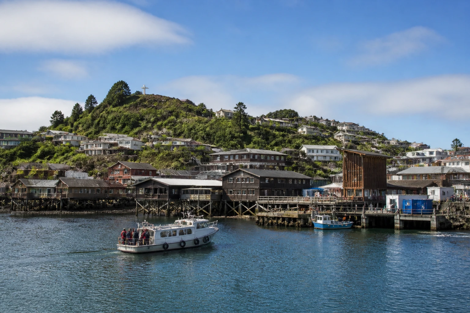 Representative cruise port destination view: Castro, Chile; passenger waterfront and harbor water, not an exact landmark photograph.