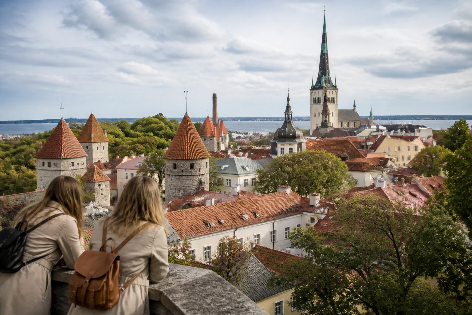 Representative historic city destination view: Tallinn, Estonia; passenger waterfront and harbor water, not an exact landmark photograph.