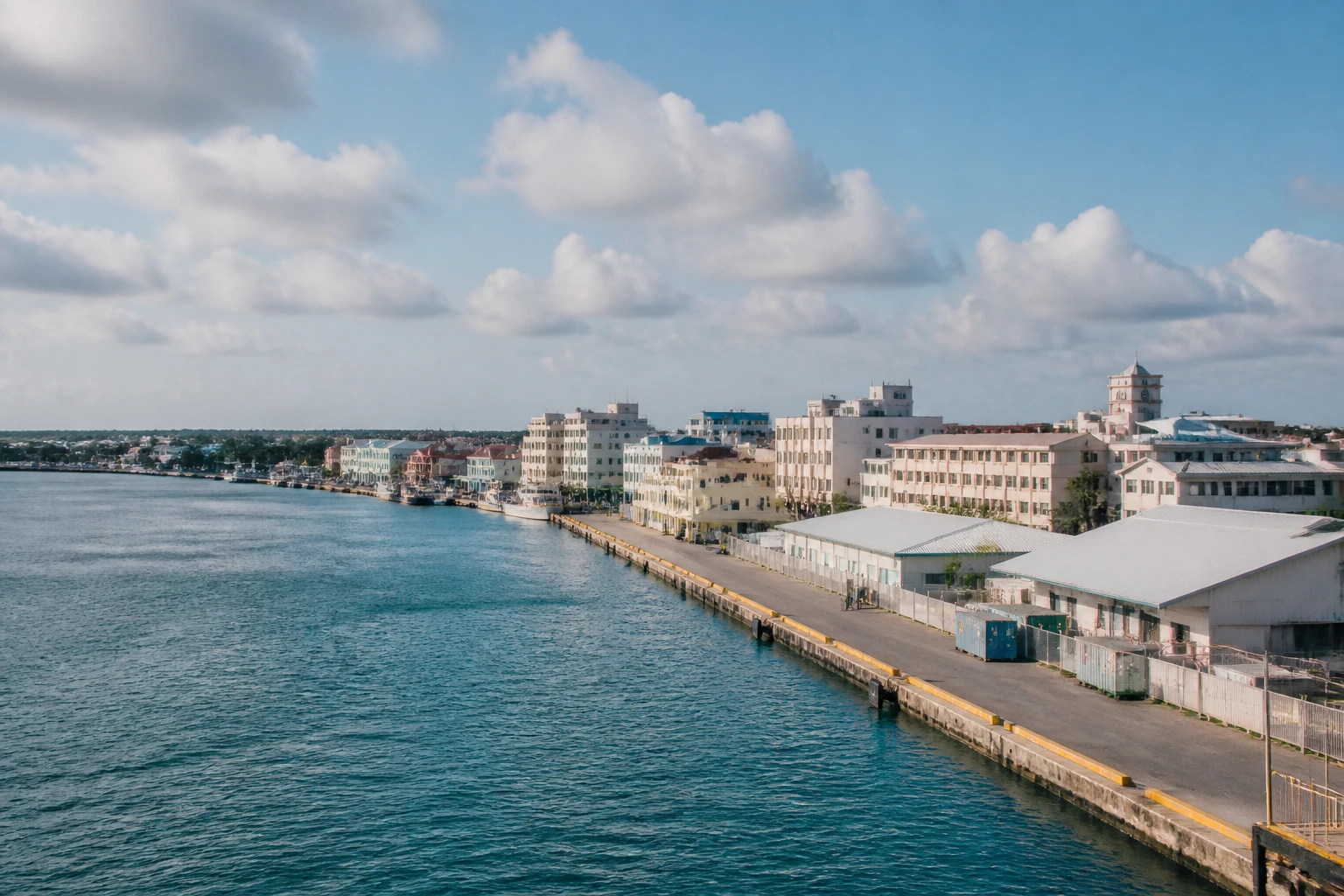 Representative cruise port destination view: Bridgetown, Barbados; passenger waterfront and harbor water, not an exact landmark photograph.