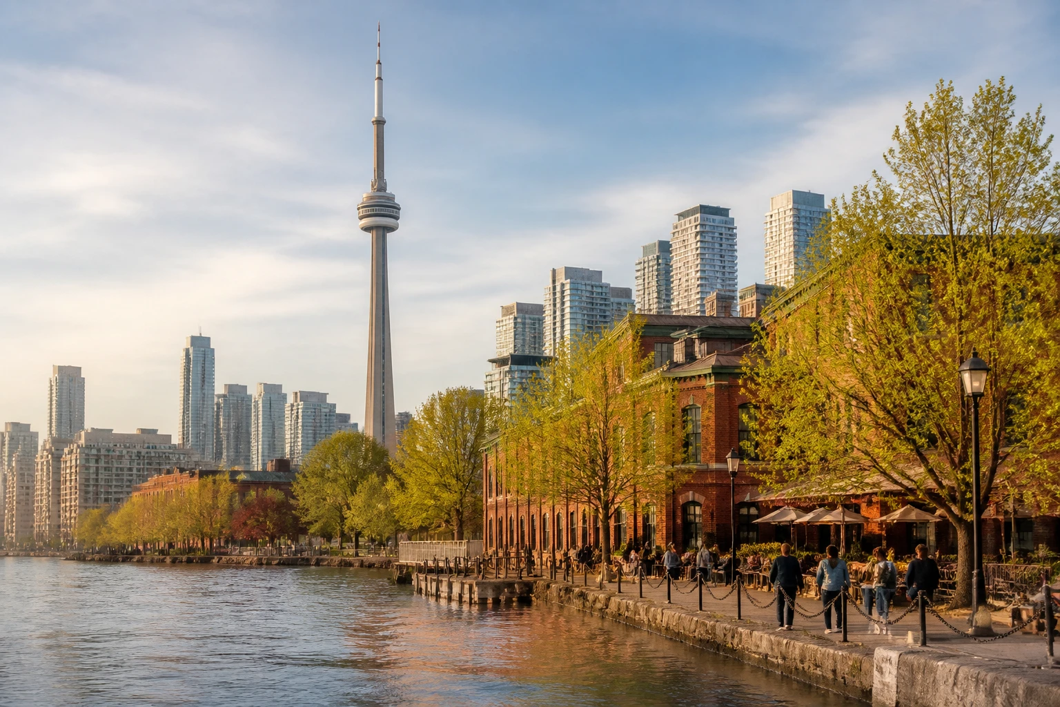 Representative city destination view of Toronto in Canada, with local streetscape, regional architecture, and natural light; not an exact landmark photograph.