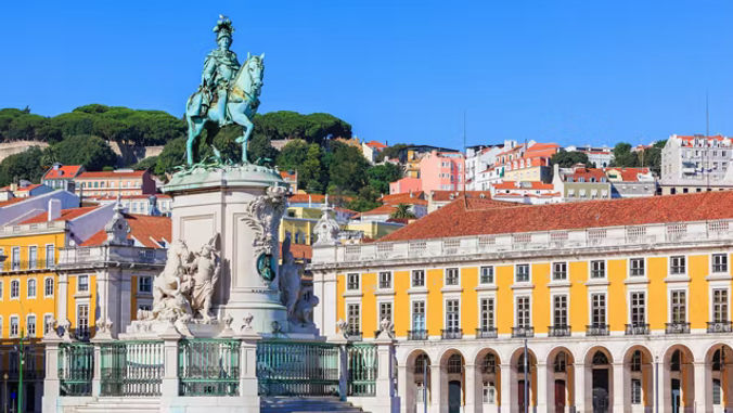 Praça do Comércio and King José I statue in Lisbon, Portugal featured on the Viking Portugal’s River of Gold river cruise